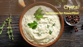 Presentation with garlic - Slide deck consisting of tasty sauce with garlic background and a tawny brown colored foreground