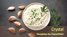  Presentation with garlic - Slide set featuring tasty sauce with garlic background and a tawny brown colored foreground