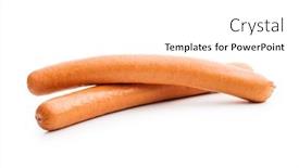  Presentation with sausages - Slides featuring tasty-sausages-frankfurters-isolated background and a white colored foreground