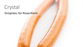  Presentation with sausages - Presentation design consisting of tasty-sausages-frankfurters-isolated background and a white colored foreground