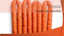  Presentation with sausages - Slide set with tasty-sausages-frankfurters-isolated background and a coral colored foreground