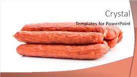  Presentation with sausages - Presentation design consisting of tasty-sausages-frankfurters-isolated background and a white colored foreground