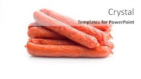  Presentation with sausages - PPT theme having tasty-sausages-frankfurters-isolated background and a white colored foreground
