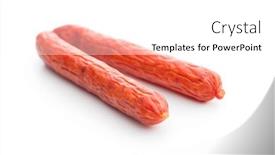  Presentation with sausages - Slide set featuring tasty-sausages-frankfurters-isolated background and a white colored foreground