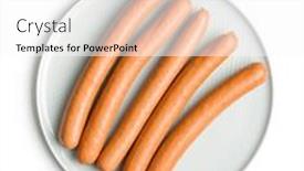  Presentation with sausages - PPT theme enhanced with tasty-sausages-frankfurters-on-plate background and a white colored foreground