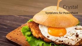  Presentation with sandwich - PPT theme enhanced with tasty-schnitzel-sandwich-with-sunny background and a yellow colored foreground