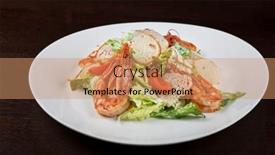  Presentation with shrimp - Presentation theme featuring tasty shrimp salad with vegetables background and a coral colored foreground