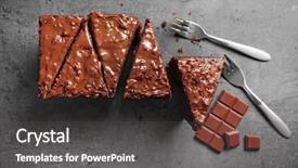  Presentation with cake brownies - Slides consisting of tasty sliced cake with chocolate background and a dark gray colored foreground