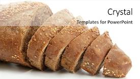  Presentation with daily bread - Audience pleasing PPT theme consisting of tasty sliced rye bread isolated backdrop and a  colored foreground