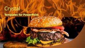  Presentation with burger fries - Slide deck featuring tasty-smoked-grilled-and-glazed background and a tawny brown colored foreground