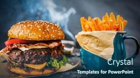  Presentation with burger fries - Theme featuring tasty-smoked-grilled-and-glazed background and a ocean colored foreground