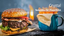  Presentation with burger fries - Beautiful slides featuring tasty-smoked-grilled-and-glazed backdrop and a seafoam green colored foreground