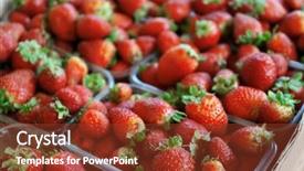  Presentation with plastic containers - Amazing PPT layouts having tasty strawberries in plastic containers on market closeup backdrop and a tawny brown colored foreground