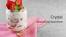  Presentation with strawberry ice cream - Theme featuring tasty strawberry with ice cream background and a  colored foreground