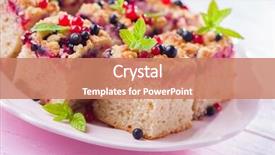  Presentation with yeast - Presentation theme consisting of tasty summer fruits yeast cake background and a coral colored foreground