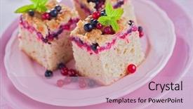  Presentation with yeast - Beautiful PPT layouts featuring tasty summer fruits yeast cake backdrop and a soft green colored foreground