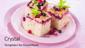 Presentation with yeast - PPT theme featuring tasty summer fruits yeast cake background and a lemonade colored foreground