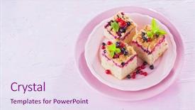  Presentation with yeast - Cool new PPT layouts with tasty summer fruits yeast cake backdrop and a sky blue colored foreground