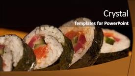  Presentation with sushi - Audience pleasing presentation theme consisting of tasty-sushi-in-japanese-restaraunt backdrop and a black colored foreground