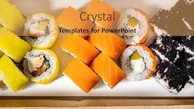  Presentation with suggestion box - Slide set consisting of tasty-sushi-in-the-box background and a yellow colored foreground