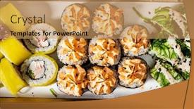  Presentation with sushi - PPT theme with tasty-sushi-in-the-box background and a coral colored foreground