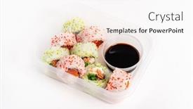  Presentation with sushi - Presentation design having tasty-sushi-in-the-box background and a white colored foreground