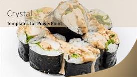  Presentation with sushi - Presentation theme having tasty-sushi-in-the-cafe background and a lemonade colored foreground