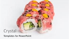  Presentation with sushi - Theme with tasty-sushi-in-the-cafe background and a white colored foreground