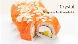  Presentation with sushi - Theme having tasty-sushi-on-the-white background and a lemonade colored foreground
