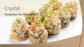  Presentation with sushi - Presentation theme enhanced with tasty-sushi-on-the-white background and a blonde colored foreground