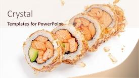  Presentation with sushi - Presentation design with tasty-sushi-on-the-white background and a lemonade colored foreground