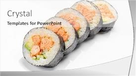  Presentation with sushi - Slides consisting of tasty-sushi-on-the-white background and a white colored foreground