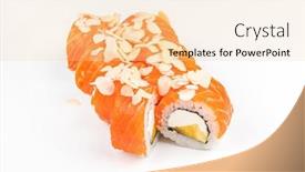  Presentation with sushi - Slide set having tasty-sushi-on-the-white background and a lemonade colored foreground
