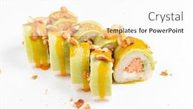  Presentation with sushi - PPT theme with tasty-sushi-on-the-white background and a white colored foreground