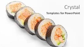  Presentation with sushi - Slide deck with tasty-sushi-on-the-white background and a white colored foreground