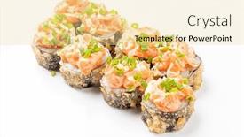  Presentation with sushi - PPT theme consisting of tasty-sushi-on-the-white background and a blonde colored foreground