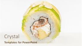  Presentation with sushi - Presentation theme having tasty-sushi-on-the-white background and a lemonade colored foreground