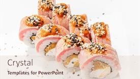  Presentation with sushi - Slides featuring tasty-sushi-on-the-white background and a lemonade colored foreground