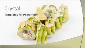  Presentation with sushi - Presentation theme with tasty-sushi-on-the-white background and a white colored foreground