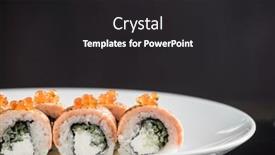 Presentation with white plate - Presentation design having tasty-sushi-on-white-plate background and a dark gray colored foreground