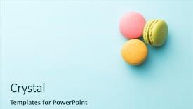  Presentation with sweet - Slide set having tasty sweet macarons macaroons background and a cool aqua colored foreground