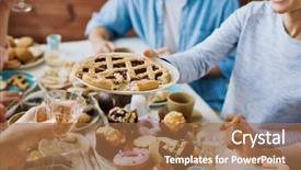  Presentation with sweet - Presentation theme with tasty sweet pie with jam background and a coral colored foreground