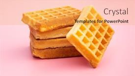  Presentation with waffles - Cool new PPT theme with tasty sweet waffles on pink background backdrop and a yellow colored foreground
