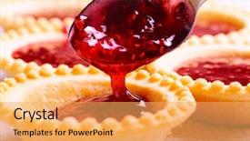  Presentation with jam - PPT theme having tasty tartlets with raspberry jam background and a yellow colored foreground