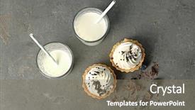  Presentation with milk - Beautiful slide set featuring tasty tartlets with whipped cream backdrop and a gray colored foreground