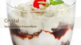  Presentation with tiramisu - PPT theme enhanced with tasty tiramisu dessert in glass isolated on white background and a soft green colored foreground