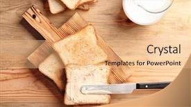  Presentation with butter - PPT layouts featuring tasty toasted bread and butter background and a coral colored foreground