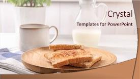  Presentation with pita bread on plate - Presentation theme having tasty toasted bread and cup background and a sky blue colored foreground