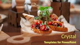  Presentation with catering - Amazing slides having tasty-tomato-italian-bruschetta backdrop and a tawny brown colored foreground