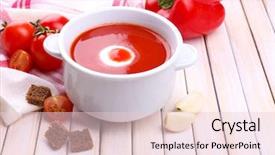  Presentation with tomato - Presentation design enhanced with tasty-tomato-soup-and-vegetables background and a lemonade colored foreground
